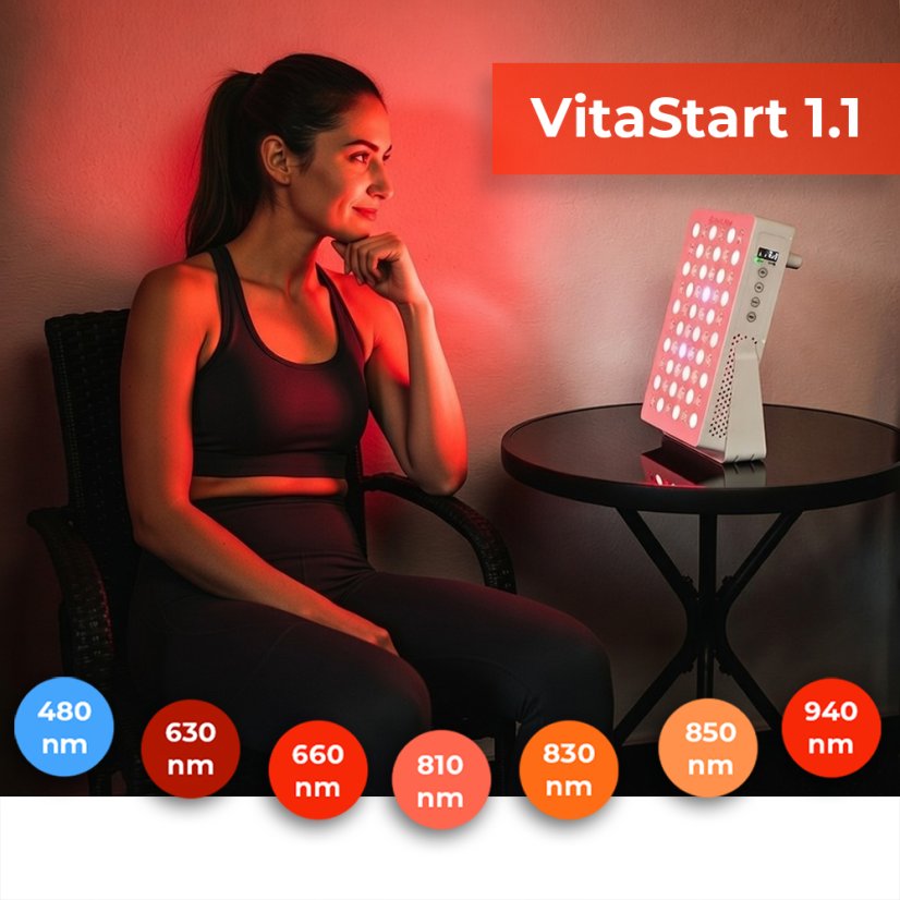 Bílý stolní panel VitaStart 1.1 se 7 vlnovými délkami pro domácí použití