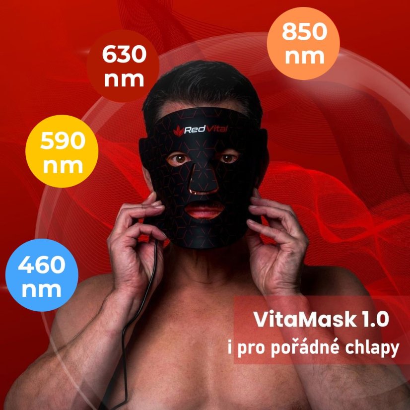 Maska s červeným světlem VitaMask je vhodná i pro muže