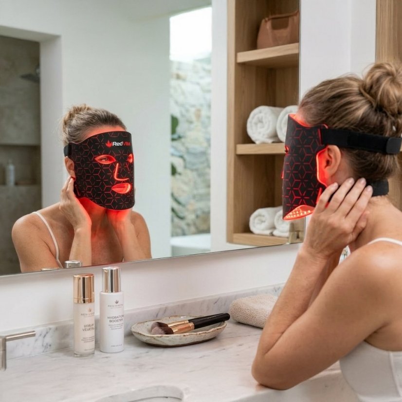 Detailní záběr na 240 LED diod masky VitaMask pro rovnoměrnou péči