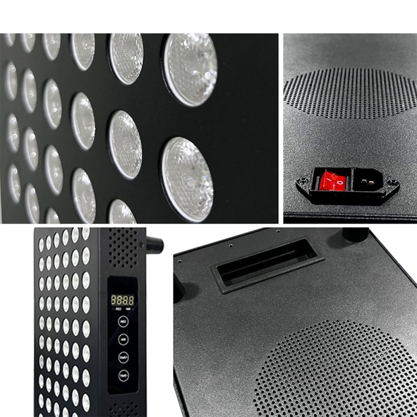 Detail chladicího systému, LED a ovládání 1500W panelu VitaPro 1.1