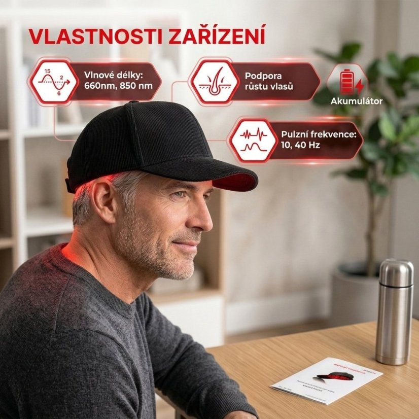 Popis RLT čepice pro růst vlasů