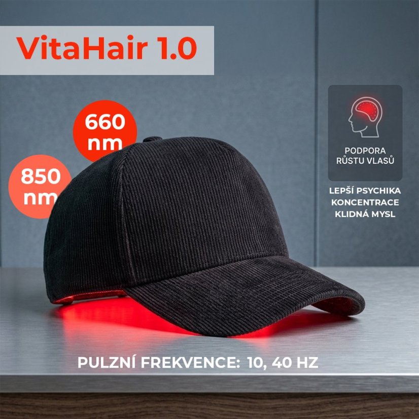 LED čepice s červeným světlem pro růst vlasů